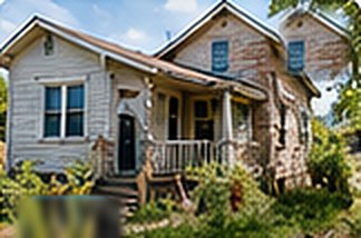 Weathered two-story fixer-upper with a front porch
